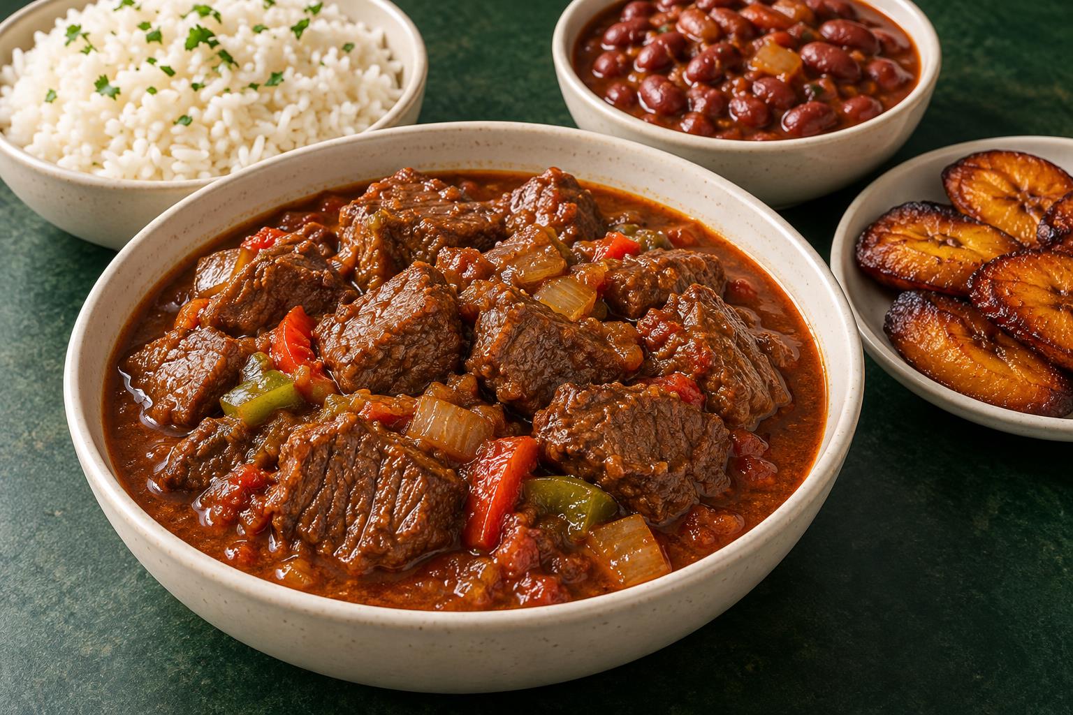 Illustrative large beef stew combo with its listed sides