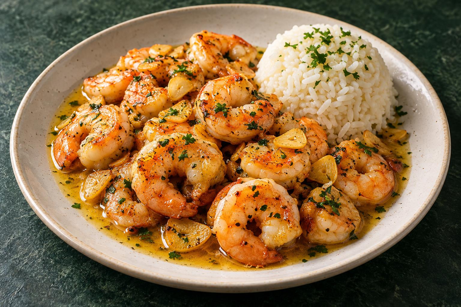 Illustrative shrimp in garlic sauce